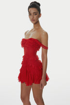 Nirva Off Shoulder Ruffle Mini Dress Flowering Girl
