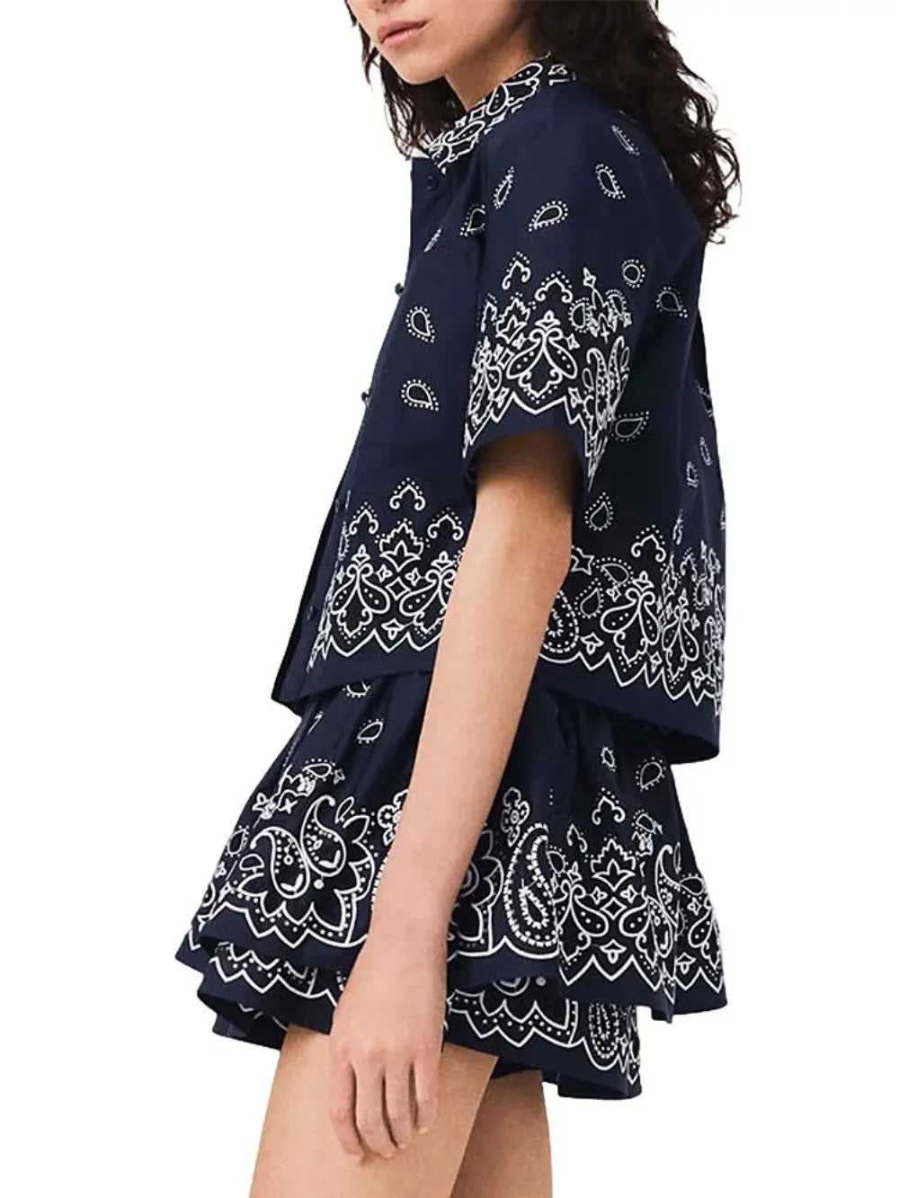 Embroidered Ruffle Mini Skirt Flowering Girl