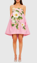 Fina Pink Flower Embroidery Mini Dress Flowering Girl