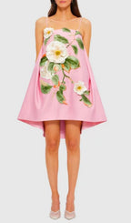 Fina Pink Flower Embroidery Mini Dress Flowering Girl
