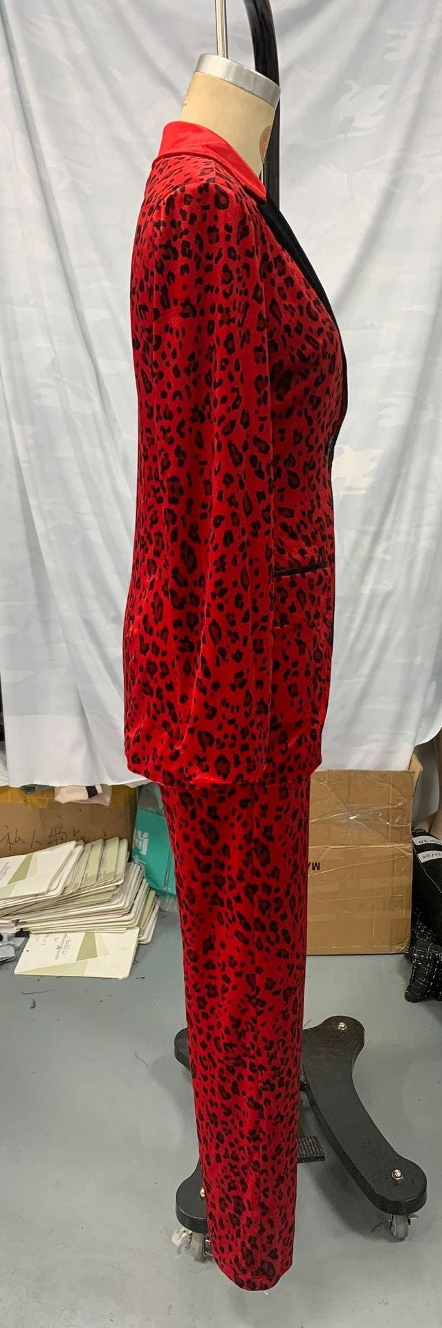 Striking Red Leopard Print Suit Flowering Girl