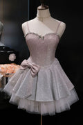 Sally French-Style Sequined Gradient Slip Mini Dress - Pink Flowering Girl