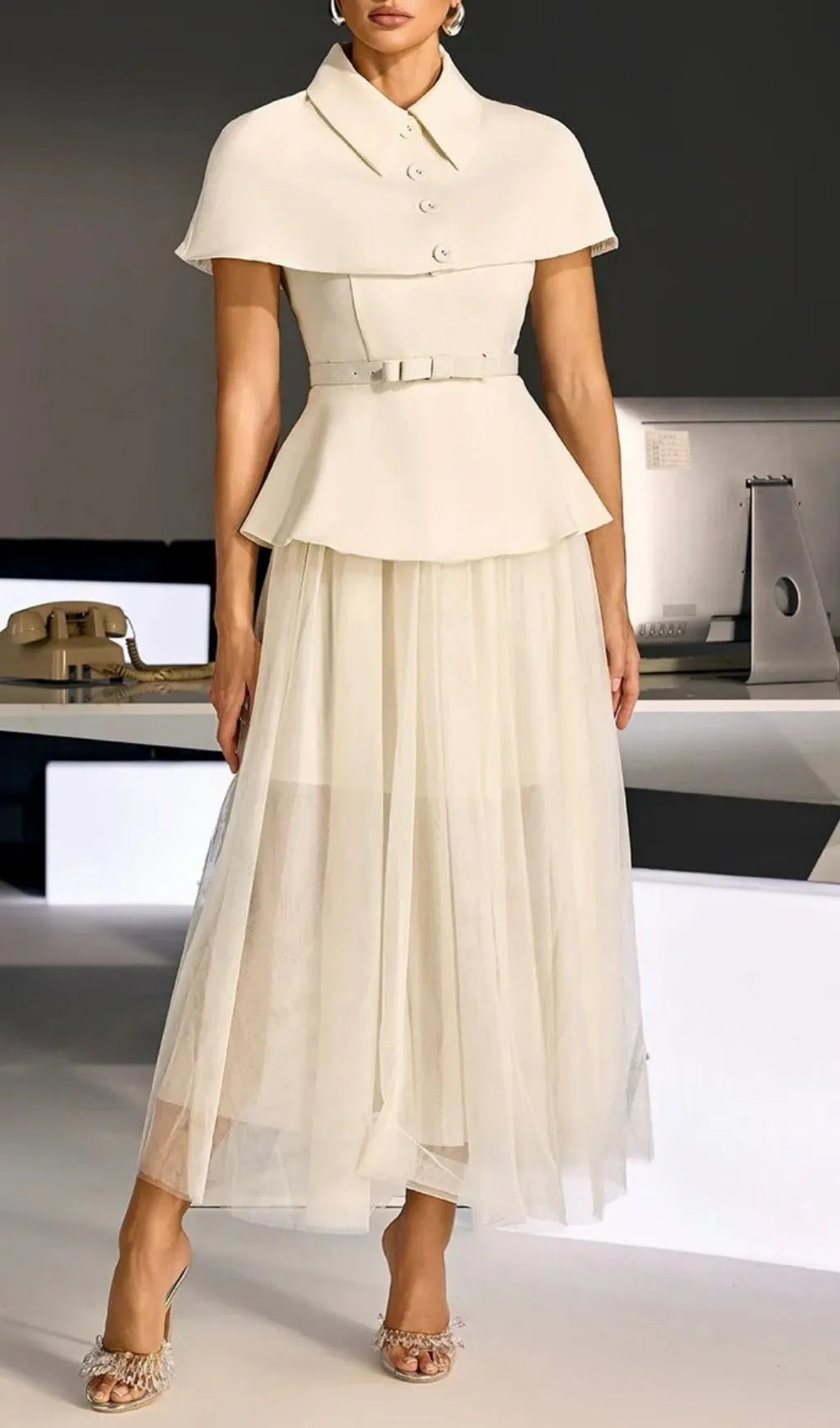 Larevix Cape Skirt Set With Belt Flowering Girl