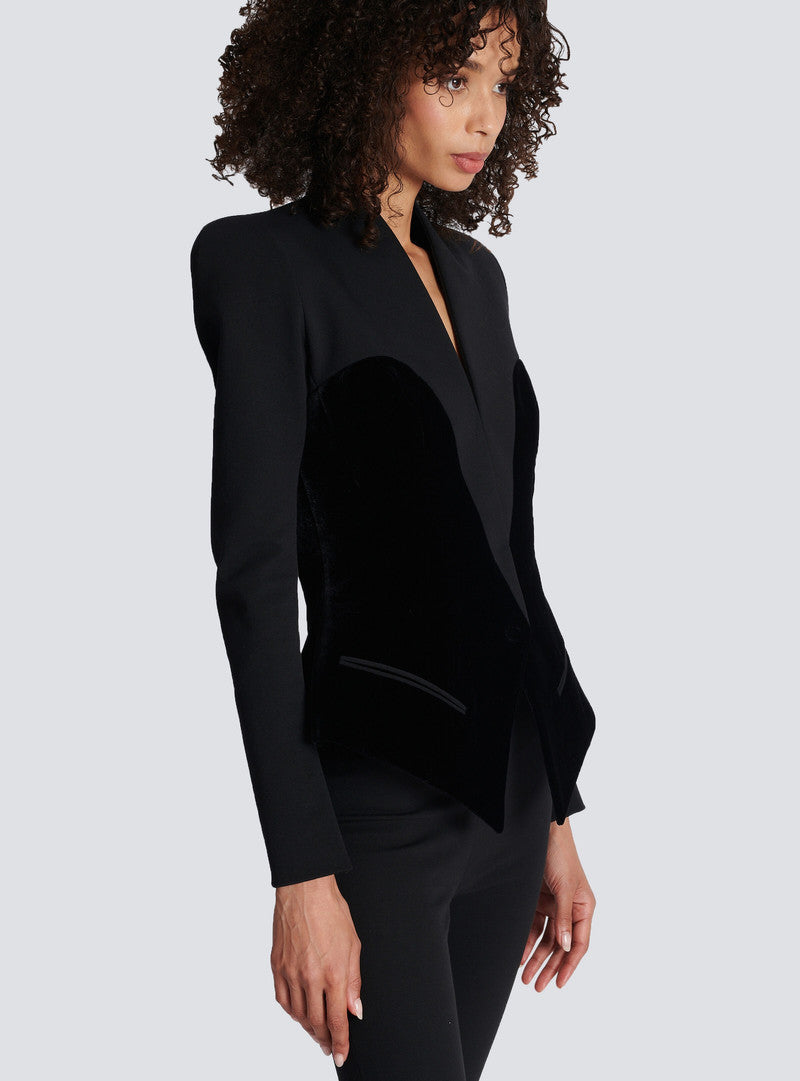 Josephine Slim-Fitting Bustier Jacket In Black Flowering Girl