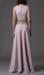 Pandora Beaded Rhinestone Sleeveless Maxi Dress - Pink Flowering Girl
