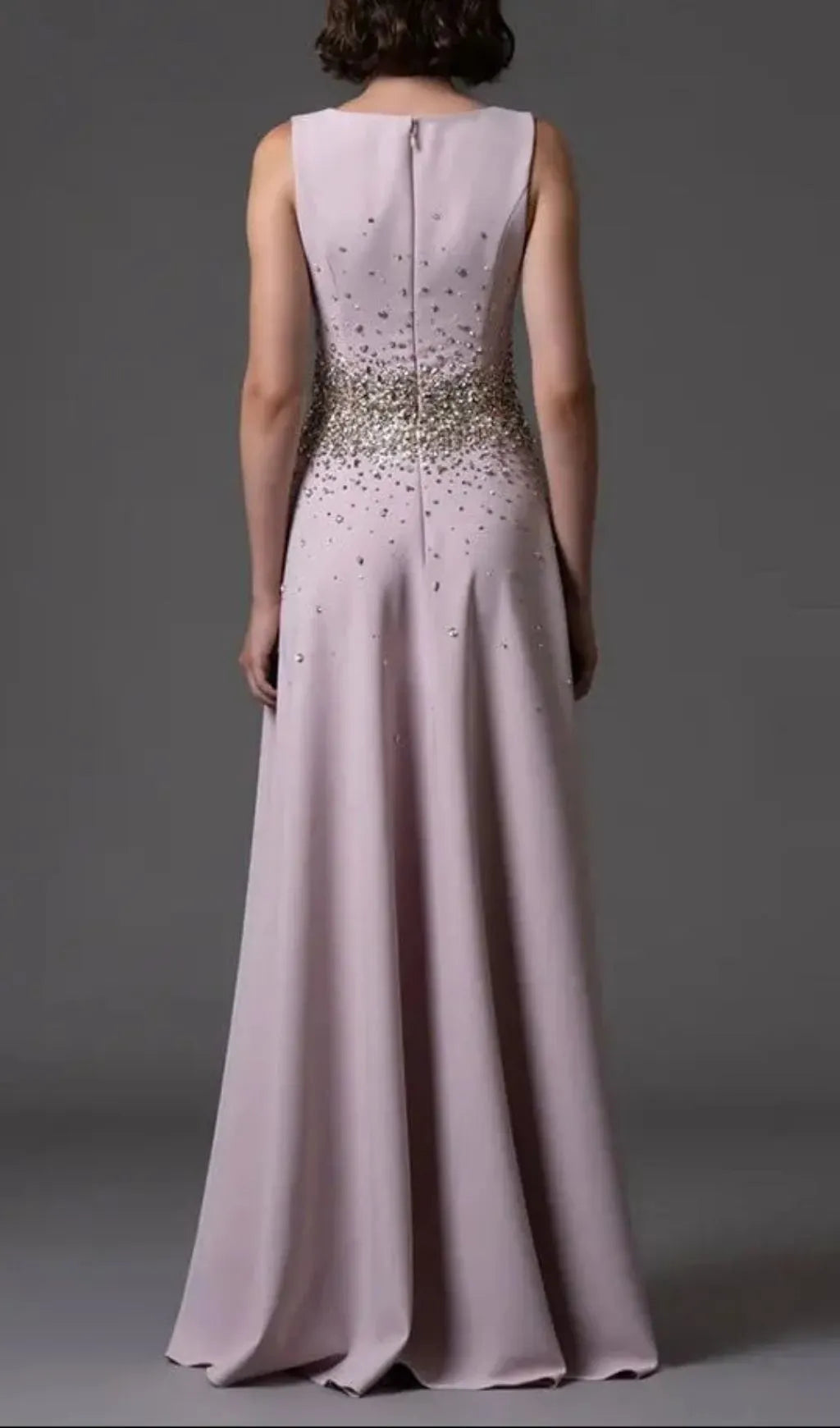 Pandora Beaded Rhinestone Sleeveless Maxi Dress - Pink Flowering Girl