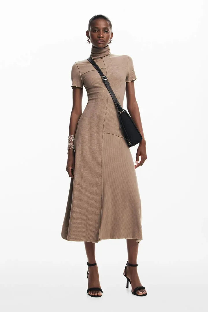 Midi Dress With High Neck Flowering Girl