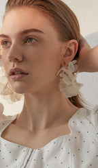 Amerigo White Artificial Water Earrings Flowering Girl