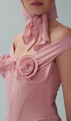 Elof Pink Flower Corset Midi Dress Flowering Girl