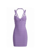 Halter Structured Dress Purple Flowering Girl