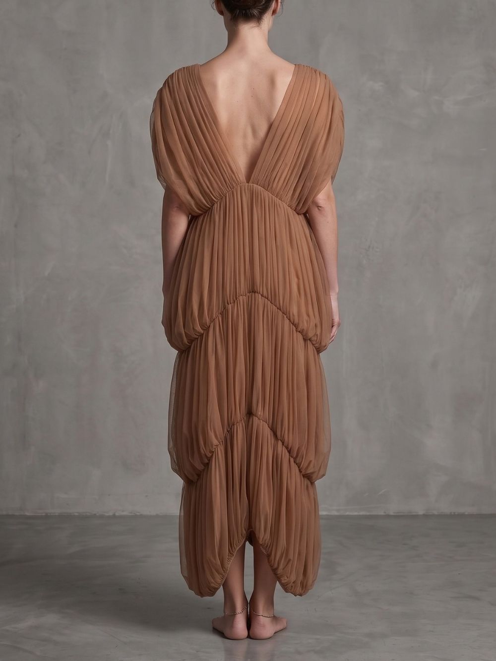 Misa V-Neck Pleated Maxi Dress Flowering Girl
