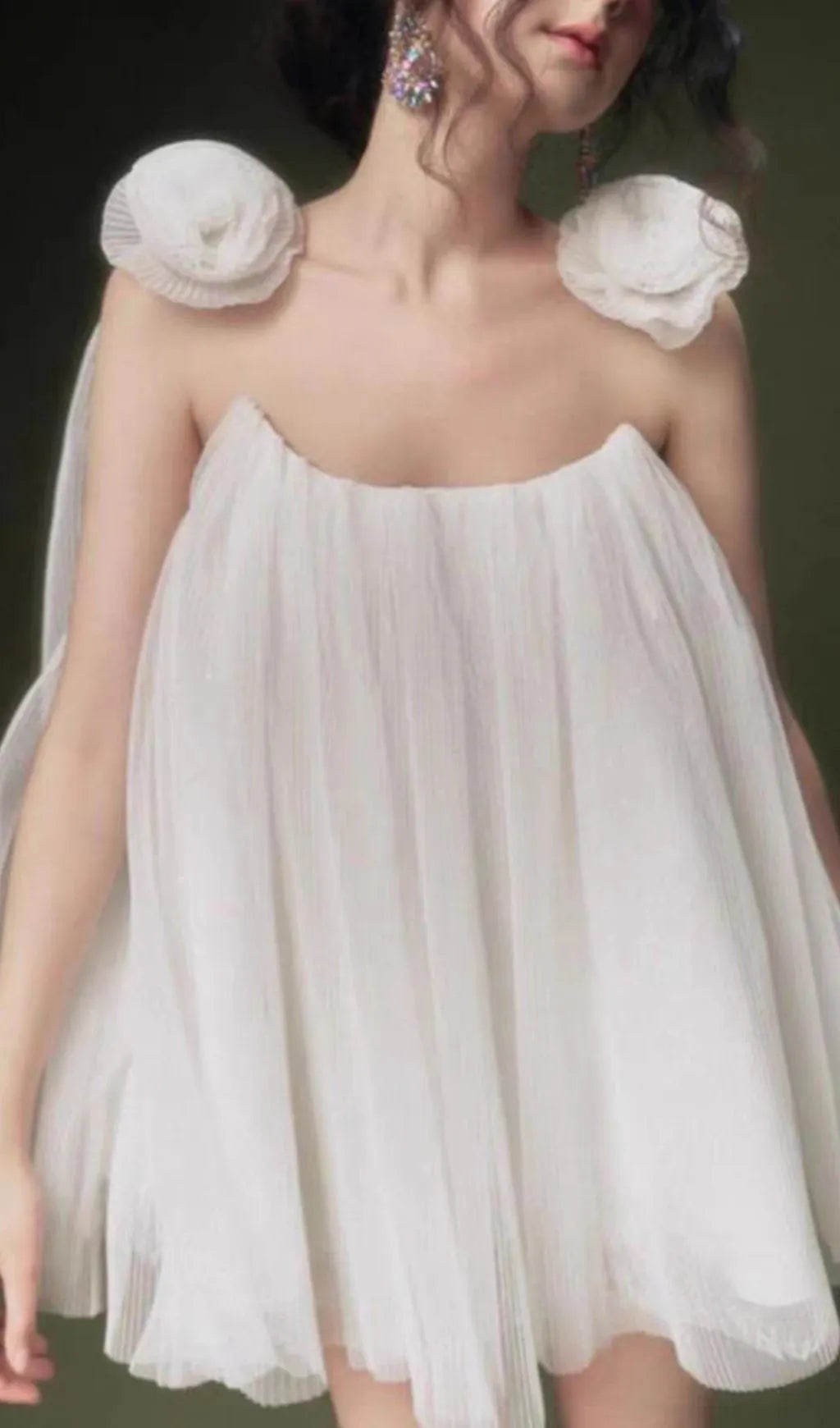 Lanier White Flower Mesh Mini Dress Flowering Girl