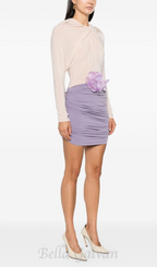 Xylona Drape Floral Backless Mini Dress Flowering Girl