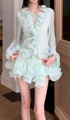 Fayola Green Ruffle Two-Piece Set Flowering Girl