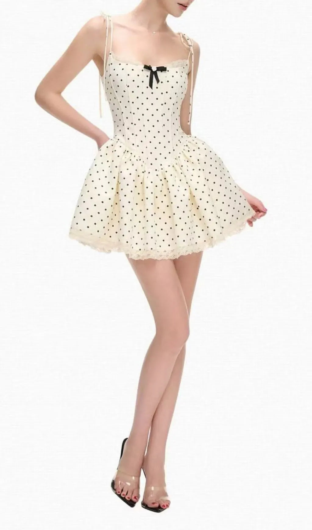Katrien Strappy Dot Corset Mini Dress Flowering Girl