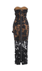 Decla Black Strapless Flower Maxi Dress Flowering Girl