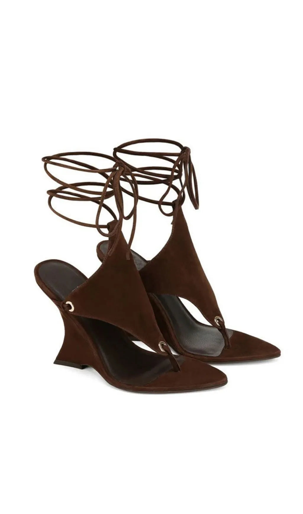 Gavren Brown Flip-Flops Tie Up Sandals Flowering Girl