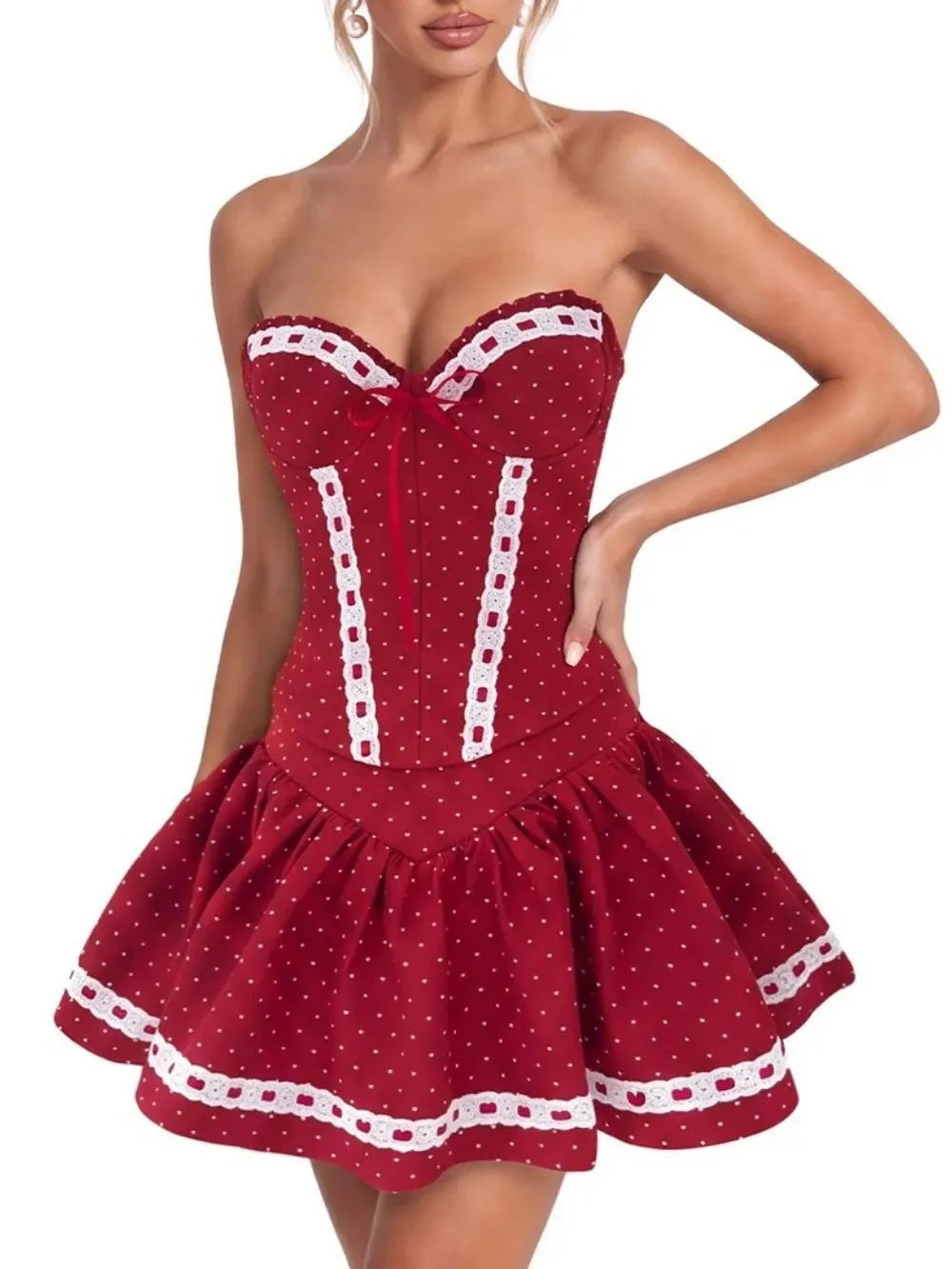 Brelvok Strapless Dot Skirt Set Flowering Girl