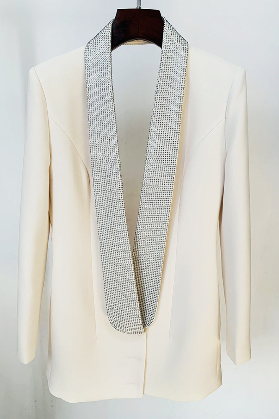 Scarlett Crystal Embellished Cutout Blazer Dress - White Flowering Girl