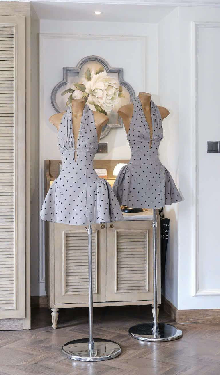 Tiffany Plunge Dot Mini Dress Flowering Girl