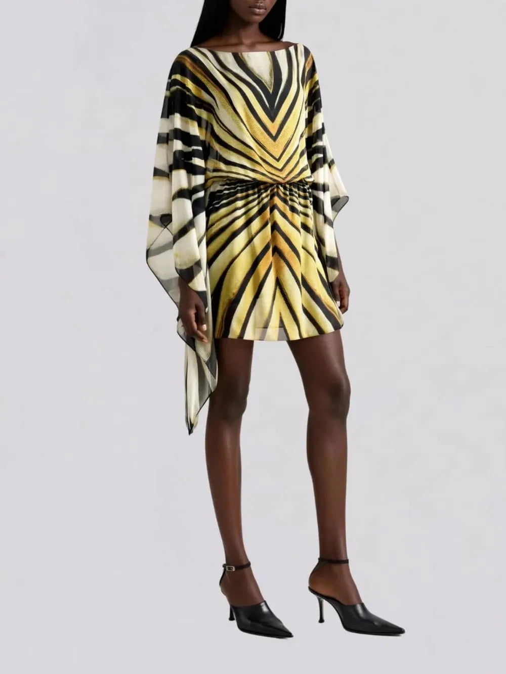 Jaleno Bat Sleeve Stripe Mini Dress Flowering Girl