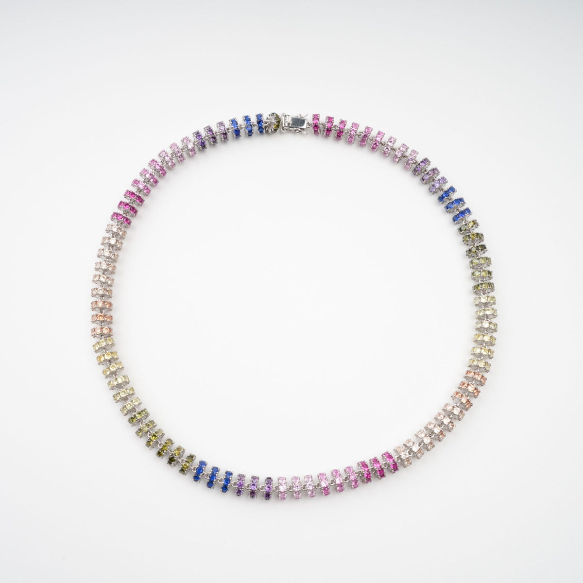 Sandrine Multicolor Crystal Embellished Sterling Silver Necklace Flowering Girl