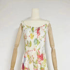 Multicolor Floral Print Fauna Gazar Gown Flowering Girl