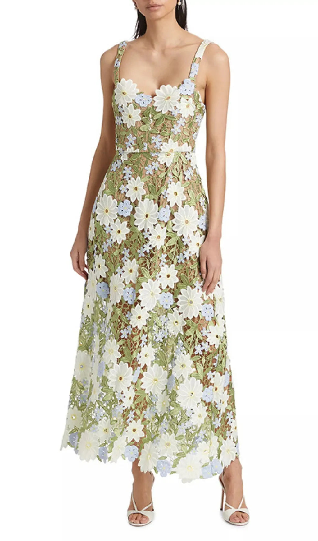 Diablo Green Strappy Flower Maxi Dress Flowering Girl