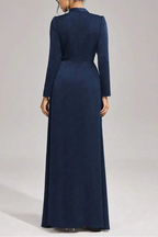 Beulah Long Sleeves With Beading Pleated Maxi Dress In Blue Flowering Girl