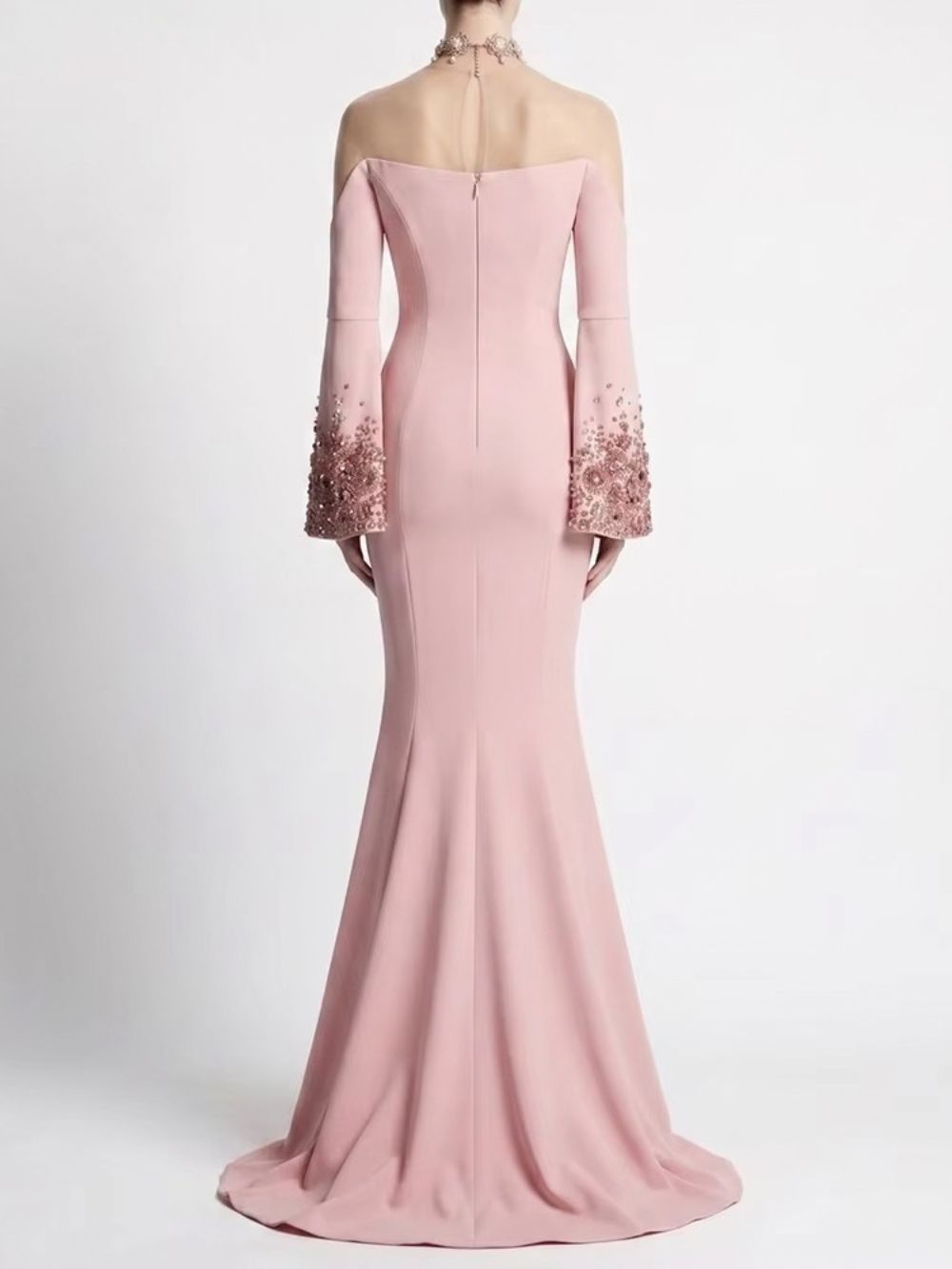 Crystal Long Sleeve Maxi Dress Pink Flowering Girl