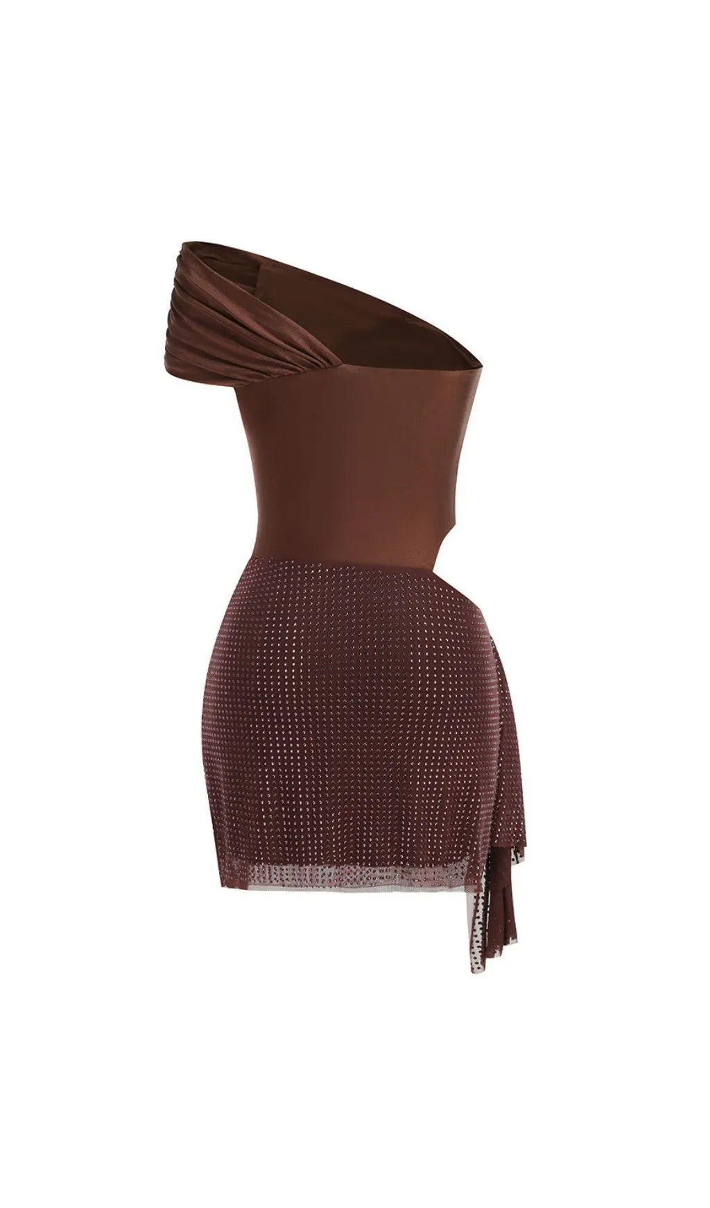Harlora One Shoulder Crystal Cutout Mini Dress Flowering Girl