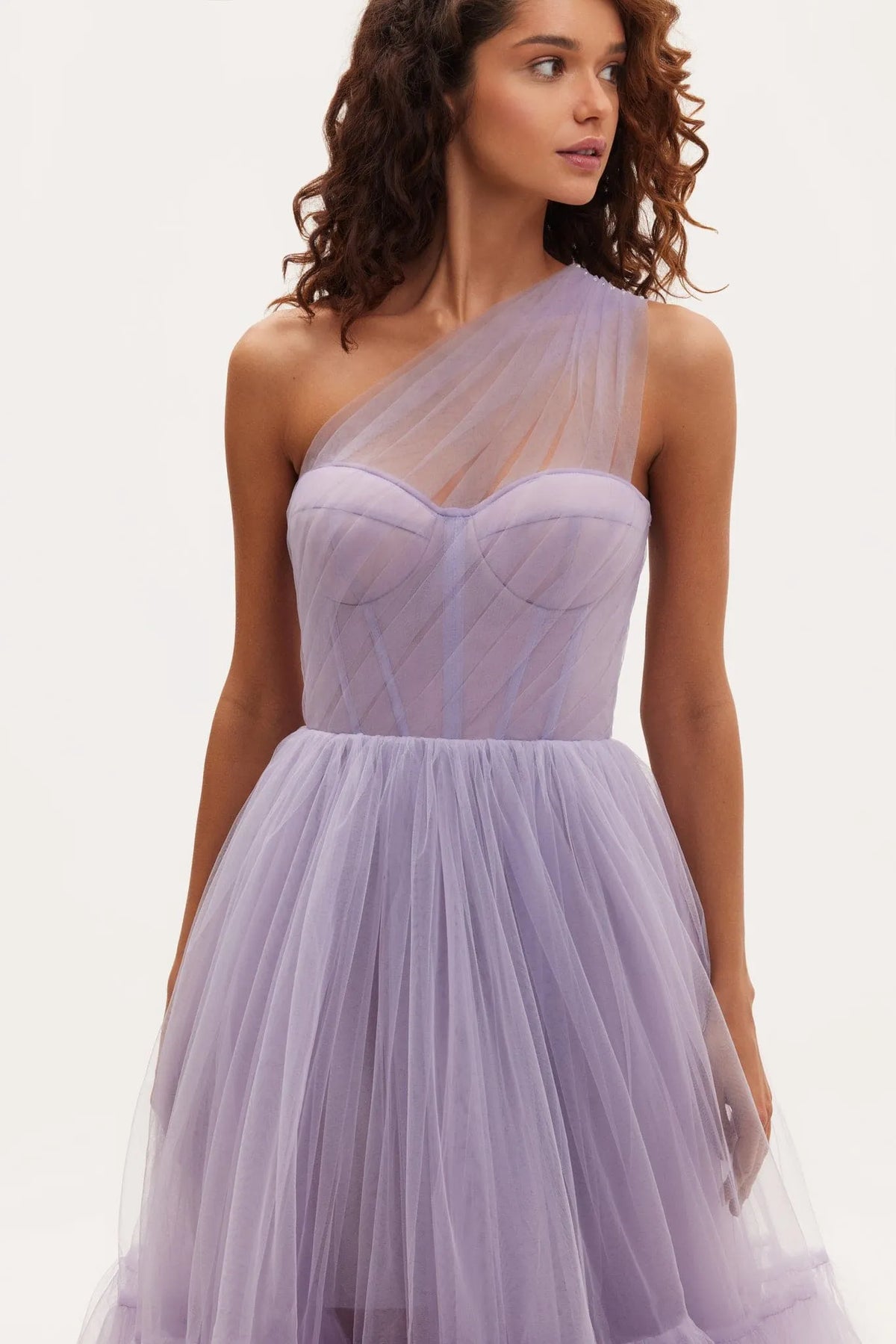 Lavender One-Shoulder Cocktail Tulle Dress Flowering Girl