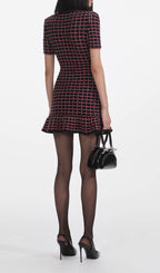 Black And Red Check Knit Mini Dress Flowering Girl