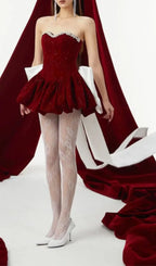 Cookie Red Strapless Bow Mini Dress Flowering Girl