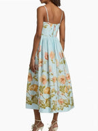 Mechteld Blue Floral Midi Dress Flowering Girl