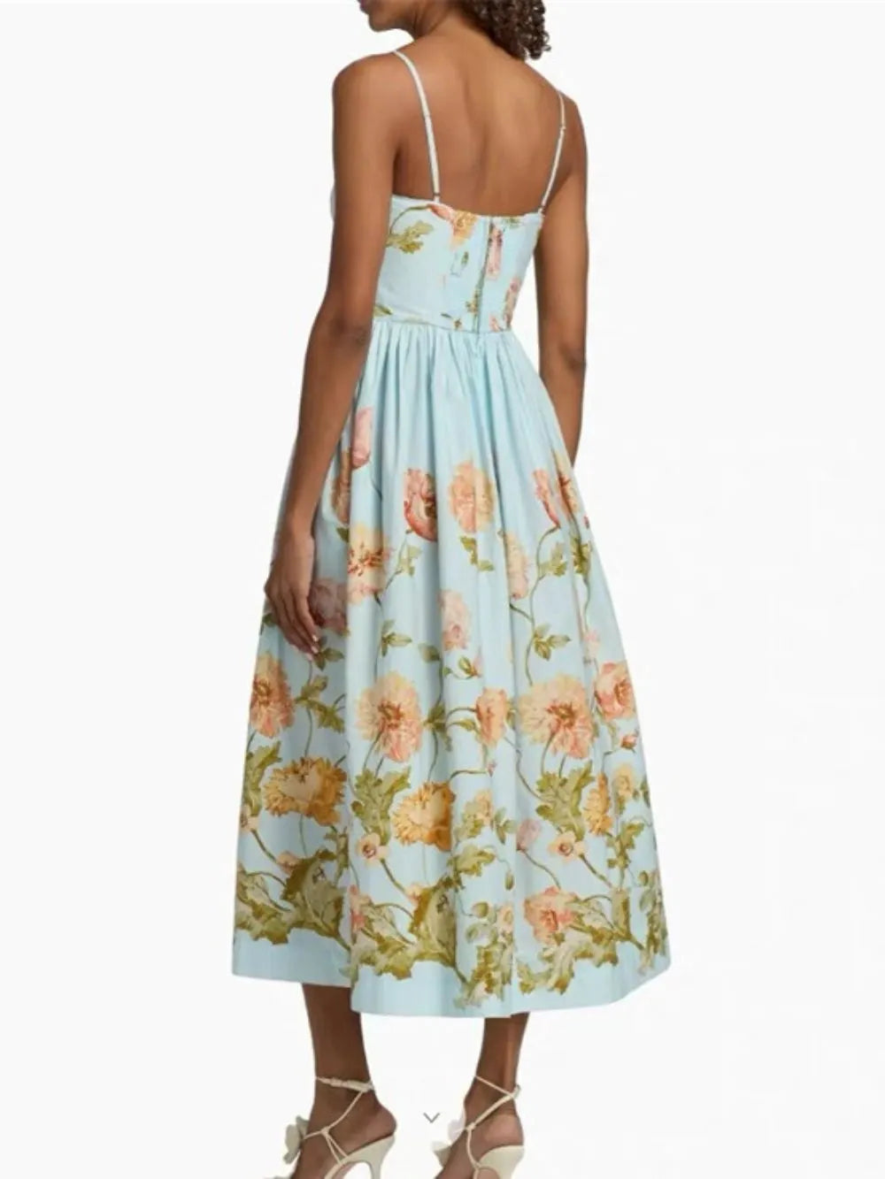 Mechteld Blue Floral Midi Dress Flowering Girl