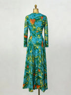 Maribeth Green Long Sleeve Printed Maxi Dress Flowering Girl