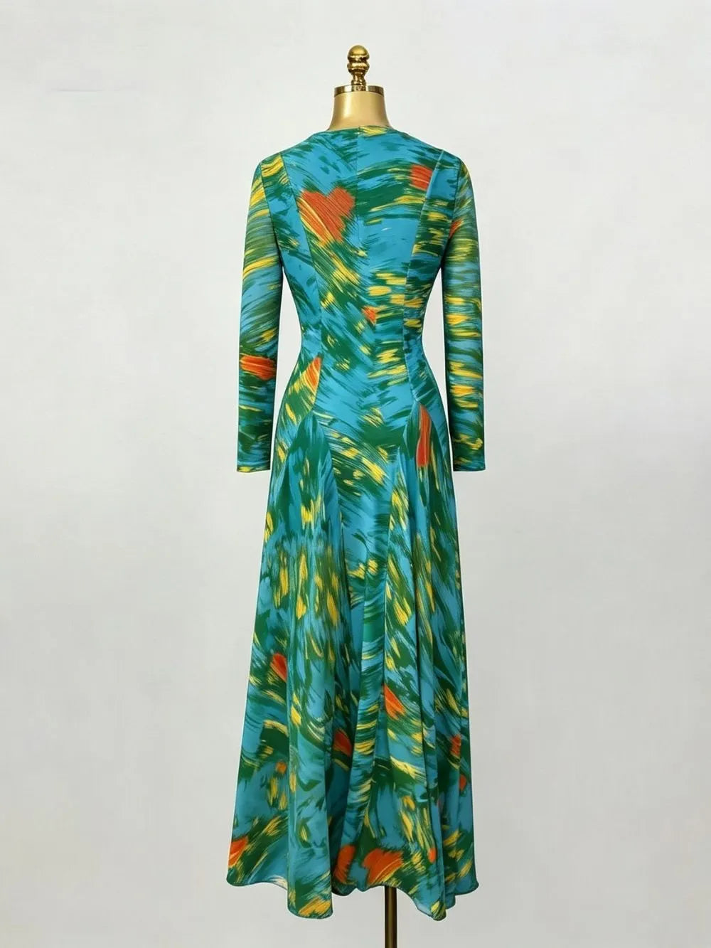 Maribeth Green Long Sleeve Printed Maxi Dress Flowering Girl
