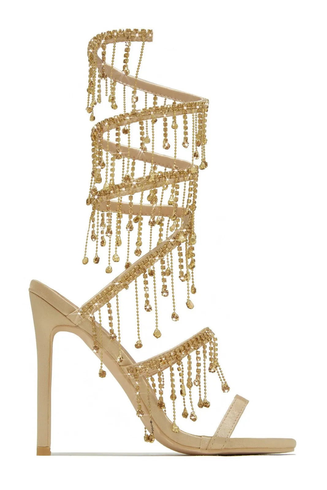 Arabella Rhinestone Tassel Stiletto Heels - Black Flowering Girl