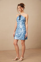Victoire blue halterneck sequined mini dress Flowering Girl