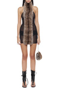 Eartha Strapless Mesh Furry Mini Dress Flowering Girl