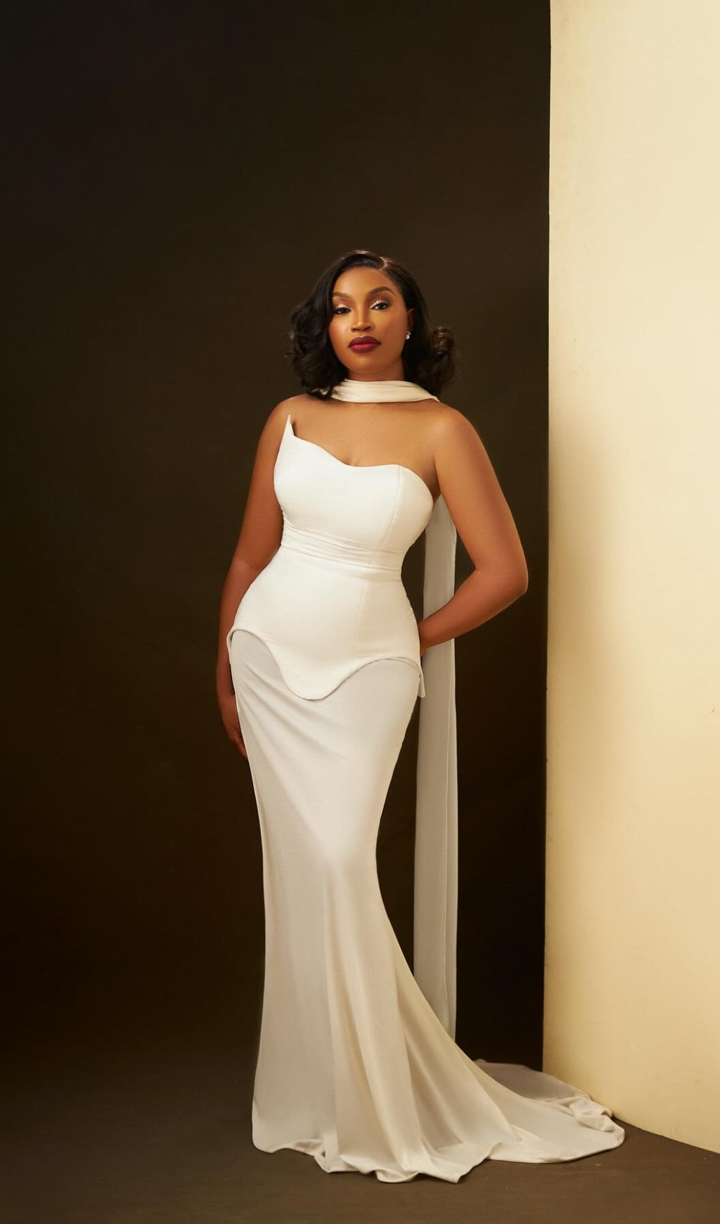Benno White Strapless Mesh Maxi Dress