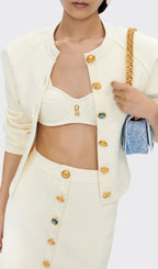 Girolamo Button Coat & Mini Skirt Set Flowering Girl