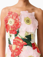 Masaye Strapless Flower Embroidery Midi Dress Flowering Girl