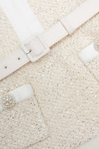 Vicky Cream Sequin Knit Top Skirt Set Flowering Girl