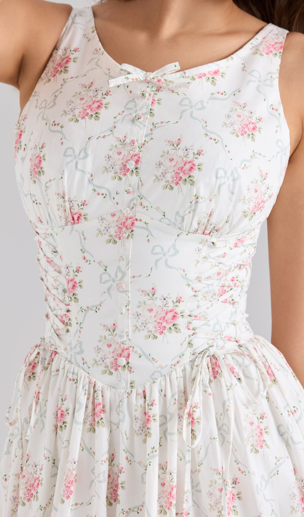 Haruhi Sleeveless Floral Midi Dress Flowering Girl