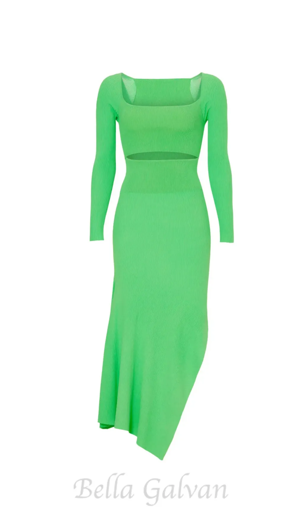 tiffany long sleeve cutout cocktail dress in green Flowering Girl