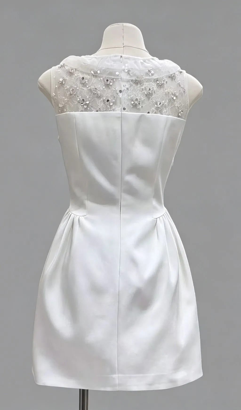 Kimiyo White Lace Sequin Bow Mini Dress Flowering Girl