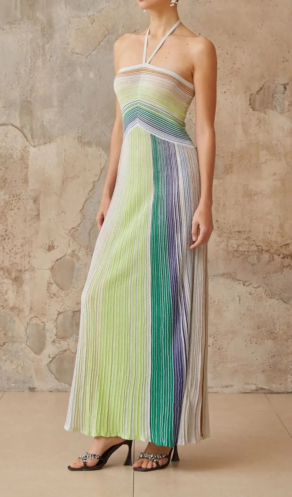 Serelith Metallic Knit Backless Maxi Dress Flowering Girl
