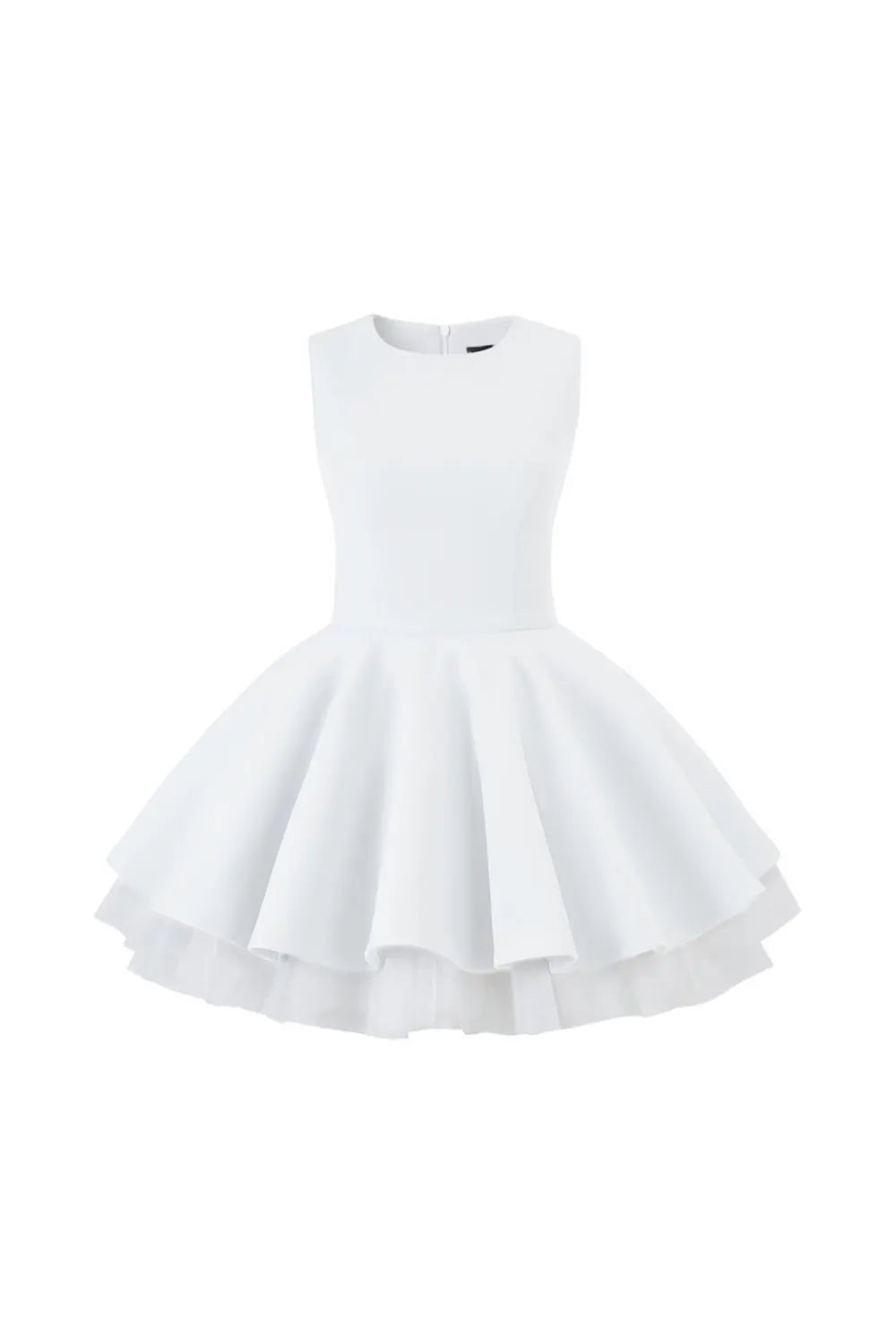 carol mesh stitching sleeveless tutu dress in white Flowering Girl